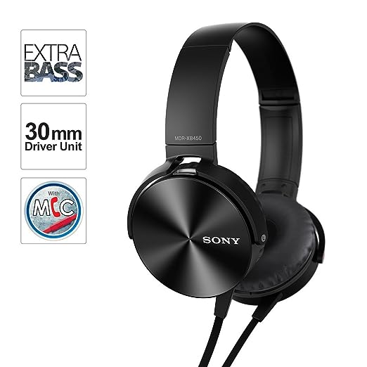 Sony Extra Bass MDR-XB450AP On-Ear Wired Headphones with Mic (Black) Sony Extra Bass MDR-XB450AP On-Ear Wired Headphones with Mic (Black)